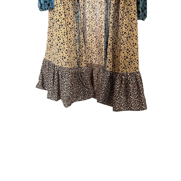 ODDY•Blue|Brown Floral Tiered Ruffled Cardigan - Picture 6 of 7